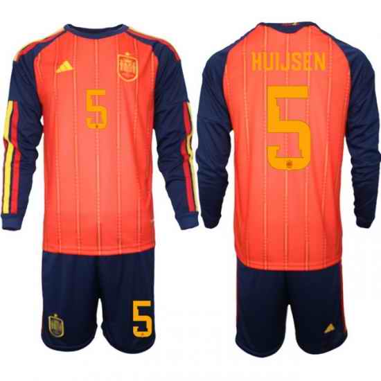 Spain 2026 FIFA World Cup Soccer Jersey Red LONG #5 HUIJSEN